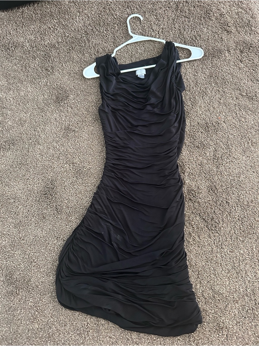 H&M Black One-Shoulder Ruched Cocktail Dress
